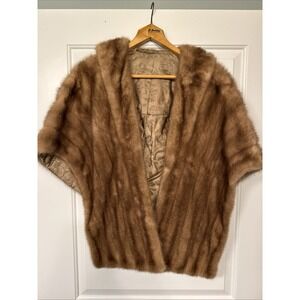 Mink Fur Stole Wrap Caplet MCM Vintage 1950s Original Owners Formal New Year Eve